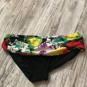 COLE of California bikini bottom Fold Over S NWOT black red green white st…